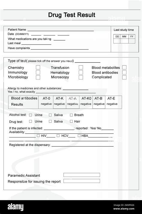 Drug Test Results Form & Example .